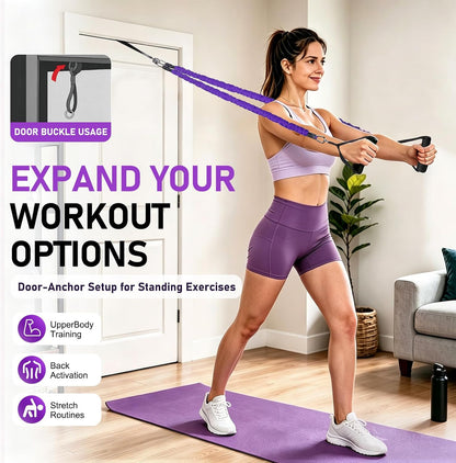 Multifunctional Pedal Resistance Band with Handles, Adjustable Detachable Latex Exercise Bands, Home Gym Workout for Women Men