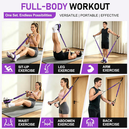 Multifunctional Pedal Resistance Band with Handles, Adjustable Detachable Latex Exercise Bands, Home Gym Workout for Women Men