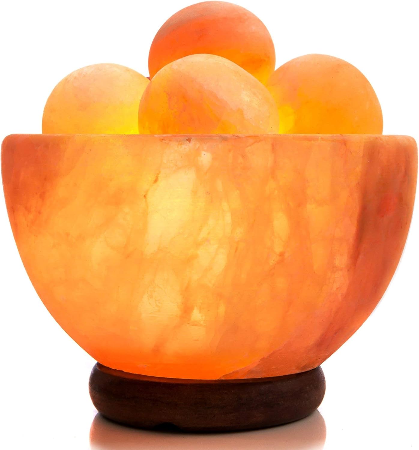 Himalayan Salt Lamp Bowl with 6 Himalayan Salt Massage Stones, Dimmable Pink Rock Salt Lamp for Bedroom, Office Desk & Meditation Room, Spa Decor, Relaxation Home Decor Gifts for Men & Women