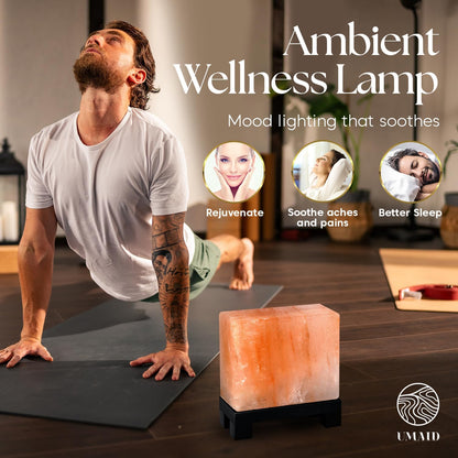 Himalayan Salt Lamp Bowl with 6 Himalayan Salt Massage Stones, Dimmable Pink Rock Salt Lamp for Bedroom, Office Desk & Meditation Room, Spa Decor, Relaxation Home Decor Gifts for Men & Women