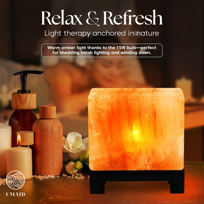Himalayan Salt Lamp Bowl with 6 Himalayan Salt Massage Stones, Dimmable Pink Rock Salt Lamp for Bedroom, Office Desk & Meditation Room, Spa Decor, Relaxation Home Decor Gifts for Men & Women