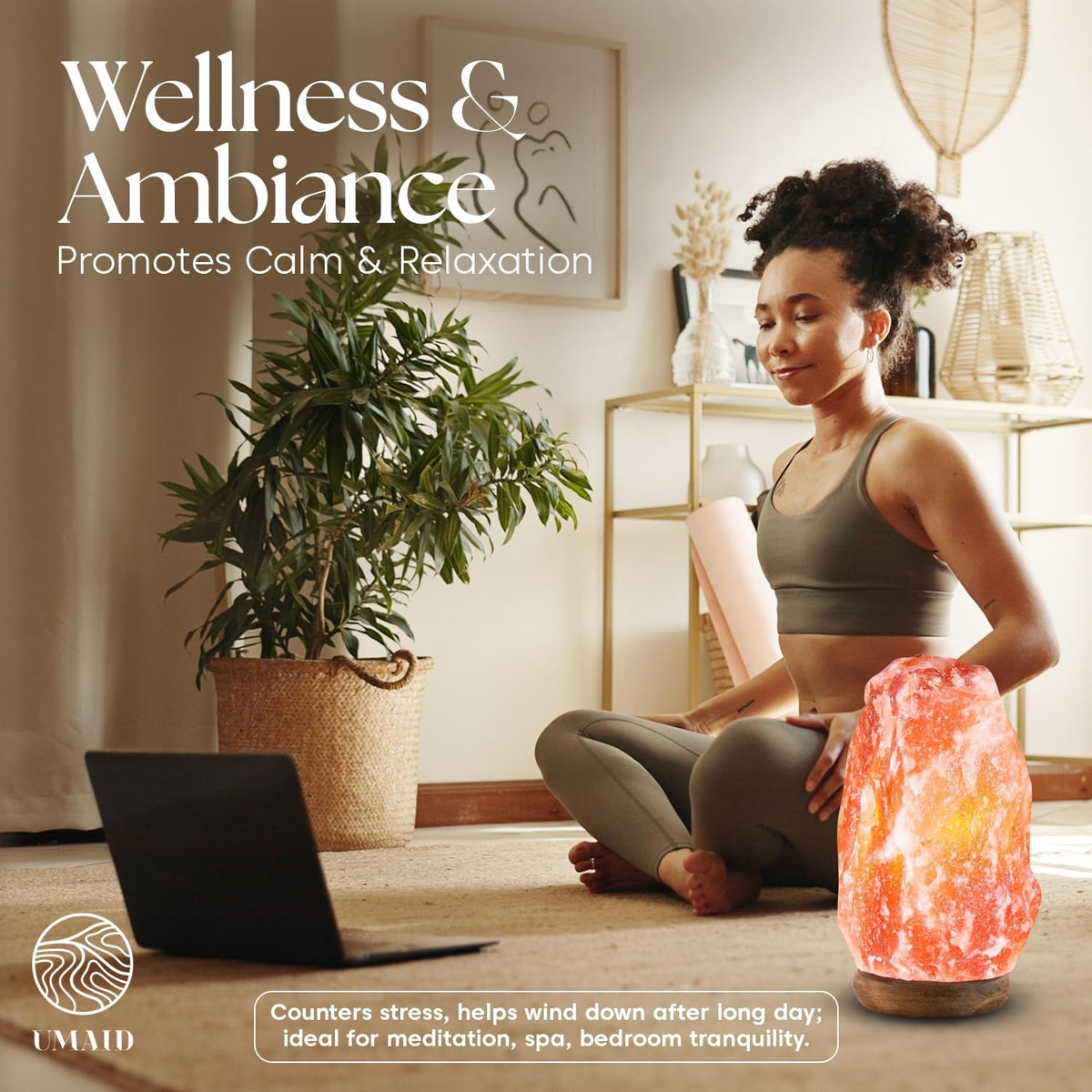 Himalayan Salt Lamp Bowl with 6 Himalayan Salt Massage Stones, Dimmable Pink Rock Salt Lamp for Bedroom, Office Desk & Meditation Room, Spa Decor, Relaxation Home Decor Gifts for Men & Women