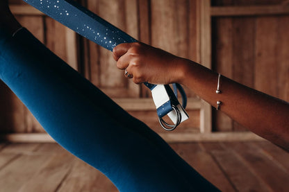 The Yoga Strap | Luxurious, Extra Long, Super Soft, Eco Printed | Studio Quality, Adjustable | Safely Stretch Further and Hold Longer | 8 ft Long