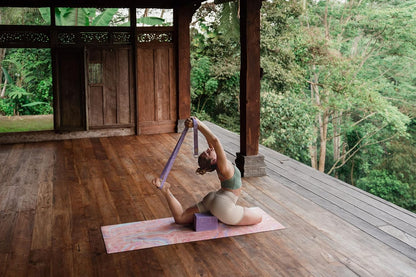 The Yoga Strap | Luxurious, Extra Long, Super Soft, Eco Printed | Studio Quality, Adjustable | Safely Stretch Further and Hold Longer | 8 ft Long