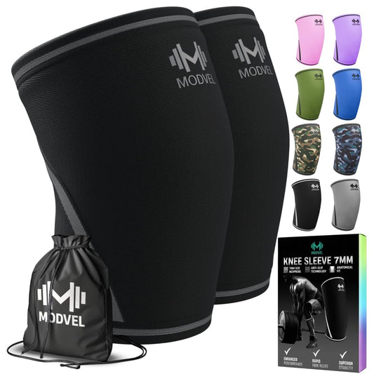 7mm Neoprene Knee Sleeves for Men & Women Weightlifting & Powerlifting – Compression Knee Sleeve Support for Squats, Gym, Training – USPA, IPL Approved – Medium Black (Pair)