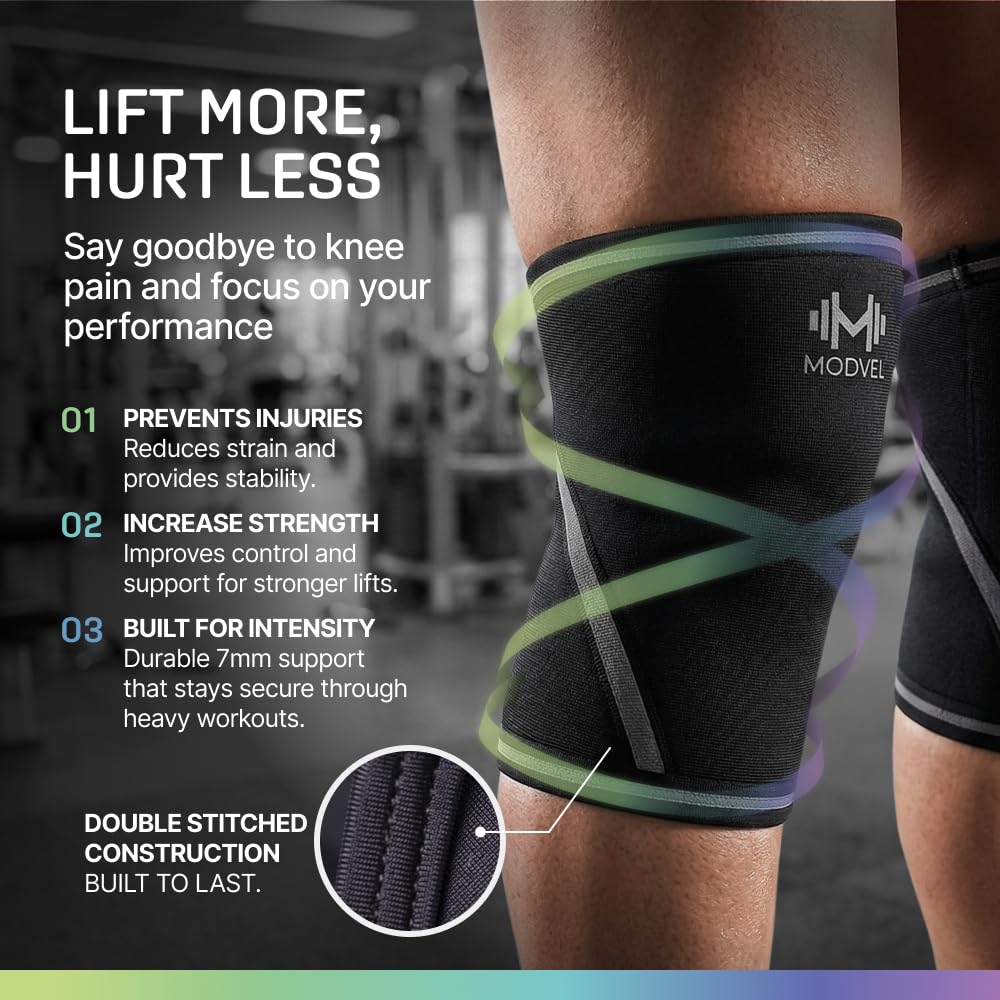 7mm Neoprene Knee Sleeves for Men & Women Weightlifting & Powerlifting – Compression Knee Sleeve Support for Squats, Gym, Training – USPA, IPL Approved – Medium Black (Pair)