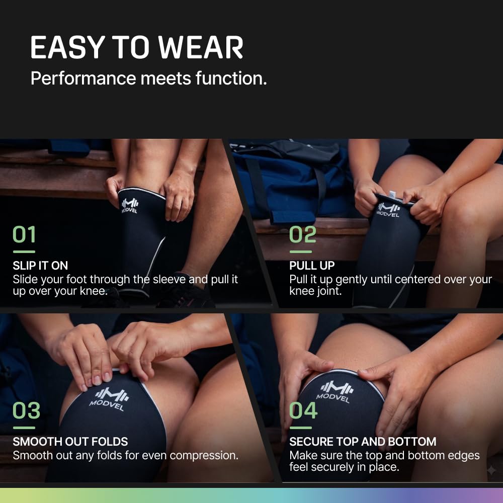 7mm Neoprene Knee Sleeves for Men & Women Weightlifting & Powerlifting – Compression Knee Sleeve Support for Squats, Gym, Training – USPA, IPL Approved – Medium Black (Pair)