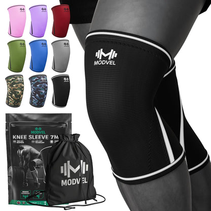 7mm Neoprene Knee Sleeves for Men & Women Weightlifting & Powerlifting – Compression Knee Sleeve Support for Squats, Gym, Training – USPA, IPL Approved – Medium Black (Pair)