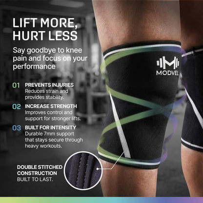 7mm Neoprene Knee Sleeves for Men & Women Weightlifting & Powerlifting – Compression Knee Sleeve Support for Squats, Gym, Training – USPA, IPL Approved – Medium Black (Pair)