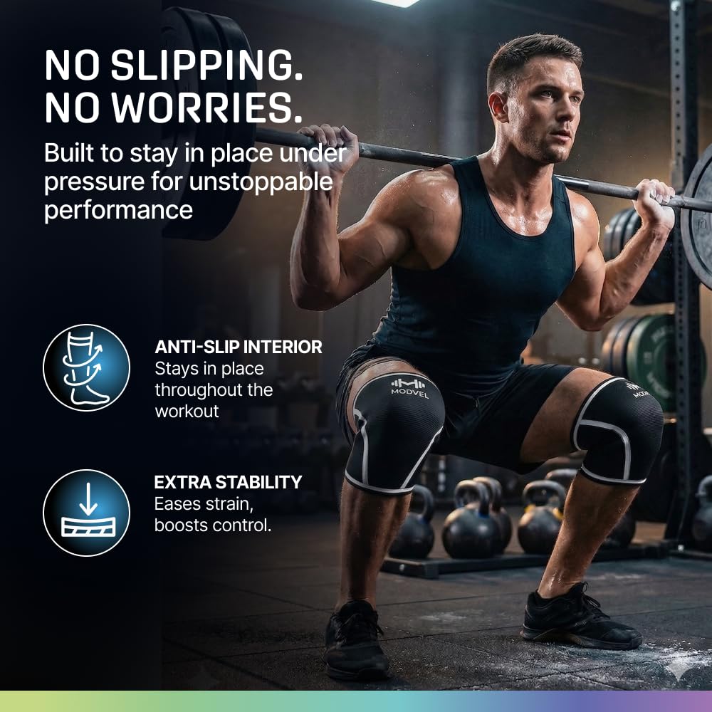 7mm Neoprene Knee Sleeves for Men & Women Weightlifting & Powerlifting – Compression Knee Sleeve Support for Squats, Gym, Training – USPA, IPL Approved – Medium Black (Pair)