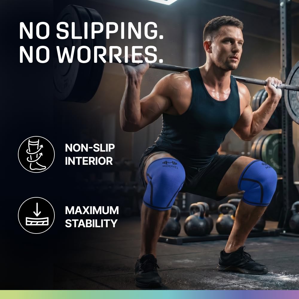 7mm Neoprene Knee Sleeves for Men & Women Weightlifting & Powerlifting – Compression Knee Sleeve Support for Squats, Gym, Training – USPA, IPL Approved – Medium Black (Pair)