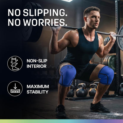 7mm Neoprene Knee Sleeves for Men & Women Weightlifting & Powerlifting – Compression Knee Sleeve Support for Squats, Gym, Training – USPA, IPL Approved – Medium Black (Pair)