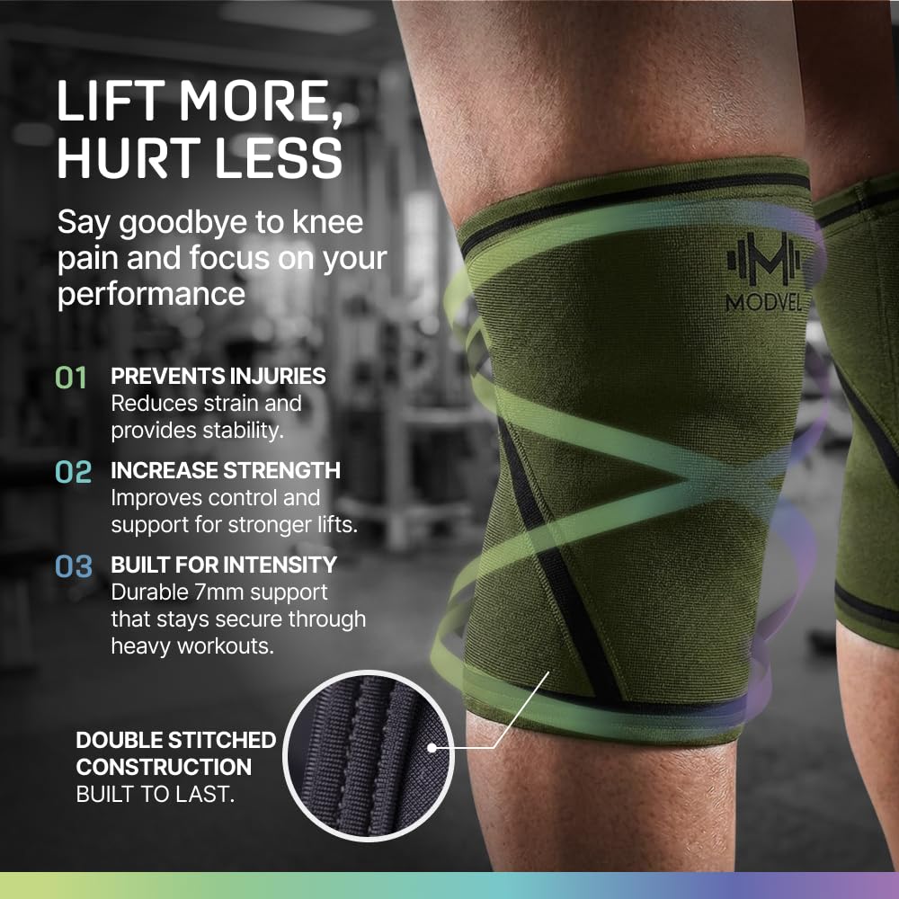 7mm Neoprene Knee Sleeves for Men & Women Weightlifting & Powerlifting – Compression Knee Sleeve Support for Squats, Gym, Training – USPA, IPL Approved – Medium Black (Pair)