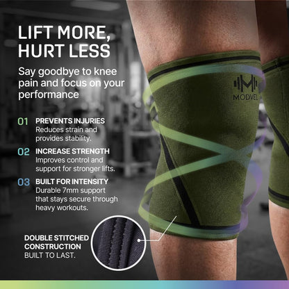 7mm Neoprene Knee Sleeves for Men & Women Weightlifting & Powerlifting – Compression Knee Sleeve Support for Squats, Gym, Training – USPA, IPL Approved – Medium Black (Pair)