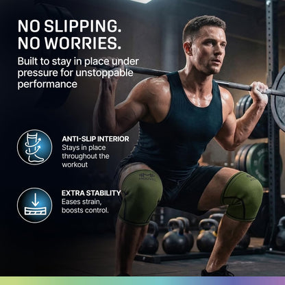 7mm Neoprene Knee Sleeves for Men & Women Weightlifting & Powerlifting – Compression Knee Sleeve Support for Squats, Gym, Training – USPA, IPL Approved – Medium Black (Pair)