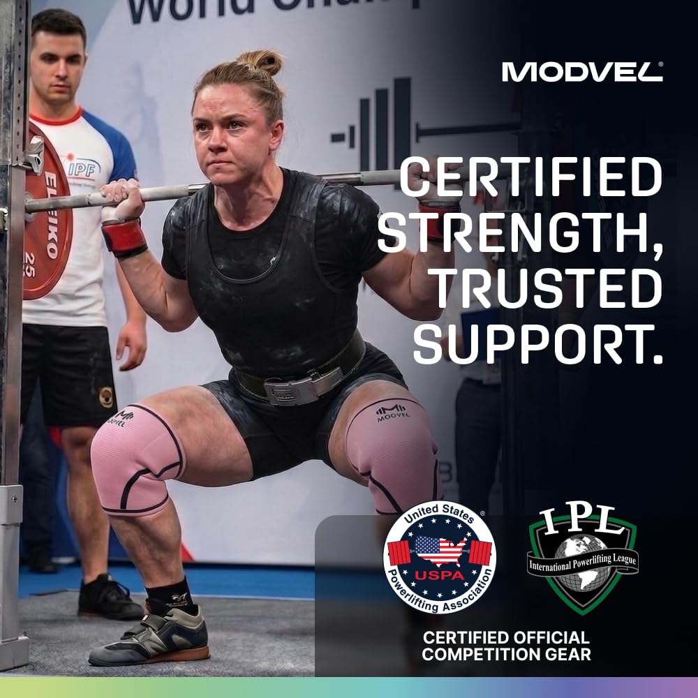7mm Neoprene Knee Sleeves for Men & Women Weightlifting & Powerlifting – Compression Knee Sleeve Support for Squats, Gym, Training – USPA, IPL Approved – Medium Black (Pair)