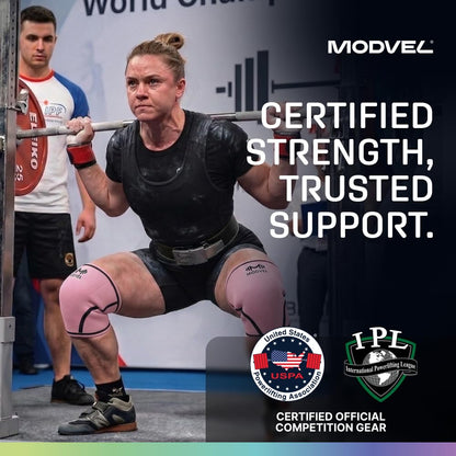 7mm Neoprene Knee Sleeves for Men & Women Weightlifting & Powerlifting – Compression Knee Sleeve Support for Squats, Gym, Training – USPA, IPL Approved – Medium Black (Pair)