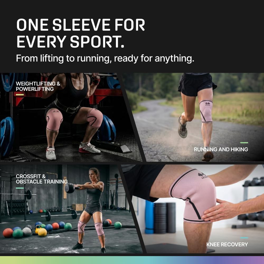 7mm Neoprene Knee Sleeves for Men & Women Weightlifting & Powerlifting – Compression Knee Sleeve Support for Squats, Gym, Training – USPA, IPL Approved – Medium Black (Pair)