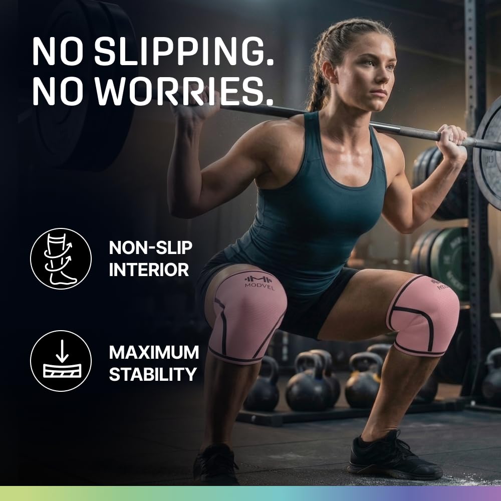 7mm Neoprene Knee Sleeves for Men & Women Weightlifting & Powerlifting – Compression Knee Sleeve Support for Squats, Gym, Training – USPA, IPL Approved – Medium Black (Pair)