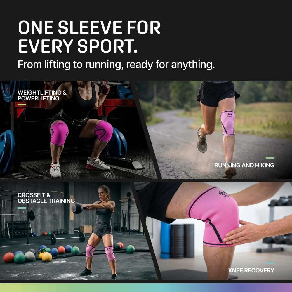 7mm Neoprene Knee Sleeves for Men & Women Weightlifting & Powerlifting – Compression Knee Sleeve Support for Squats, Gym, Training – USPA, IPL Approved – Medium Black (Pair)