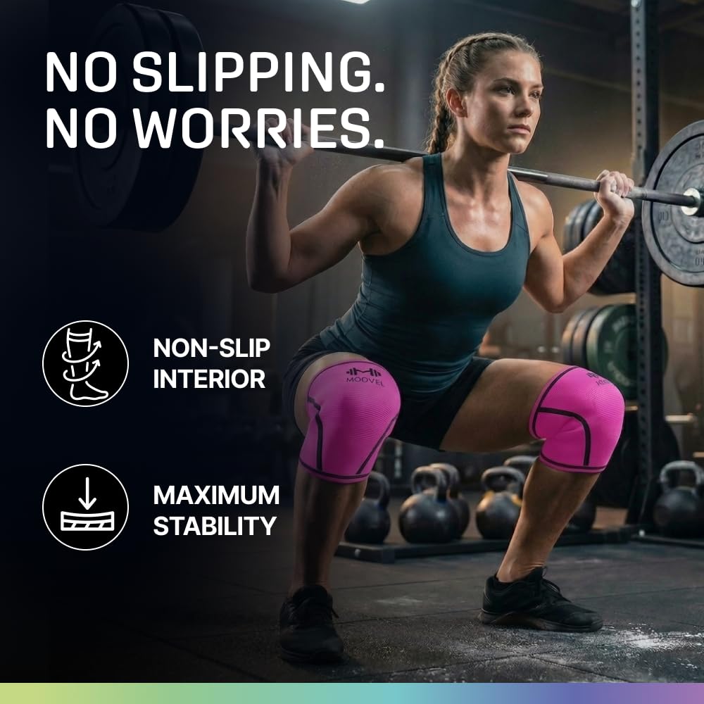 7mm Neoprene Knee Sleeves for Men & Women Weightlifting & Powerlifting – Compression Knee Sleeve Support for Squats, Gym, Training – USPA, IPL Approved – Medium Black (Pair)