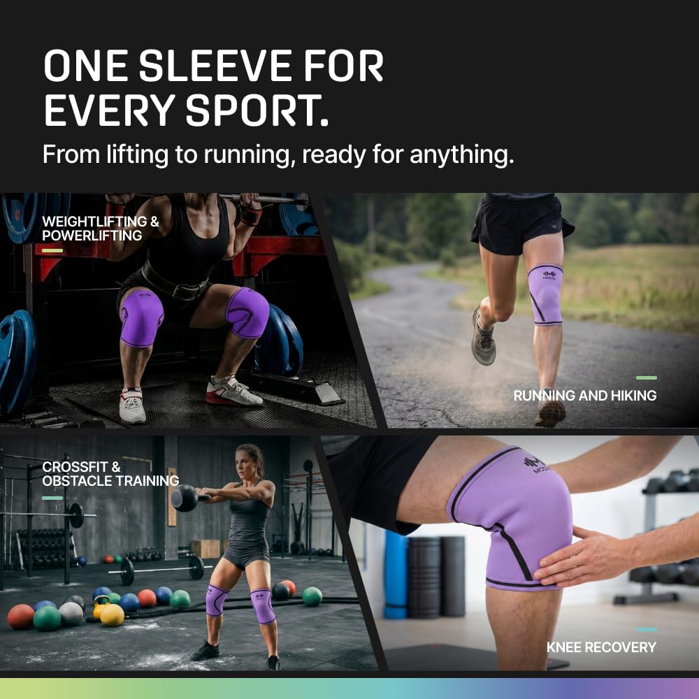 7mm Neoprene Knee Sleeves for Men & Women Weightlifting & Powerlifting – Compression Knee Sleeve Support for Squats, Gym, Training – USPA, IPL Approved – Medium Black (Pair)