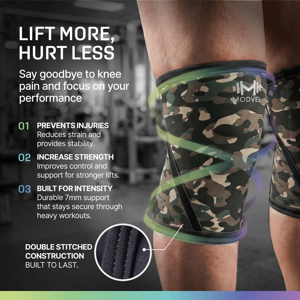7mm Neoprene Knee Sleeves for Men & Women Weightlifting & Powerlifting – Compression Knee Sleeve Support for Squats, Gym, Training – USPA, IPL Approved – Medium Black (Pair)
