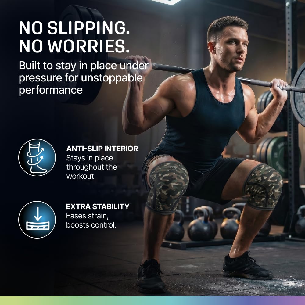 7mm Neoprene Knee Sleeves for Men & Women Weightlifting & Powerlifting – Compression Knee Sleeve Support for Squats, Gym, Training – USPA, IPL Approved – Medium Black (Pair)