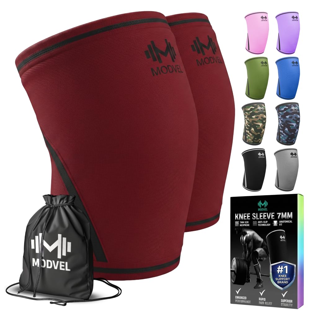 7mm Neoprene Knee Sleeves for Men & Women Weightlifting & Powerlifting – Compression Knee Sleeve Support for Squats, Gym, Training – USPA, IPL Approved – Medium Black (Pair)