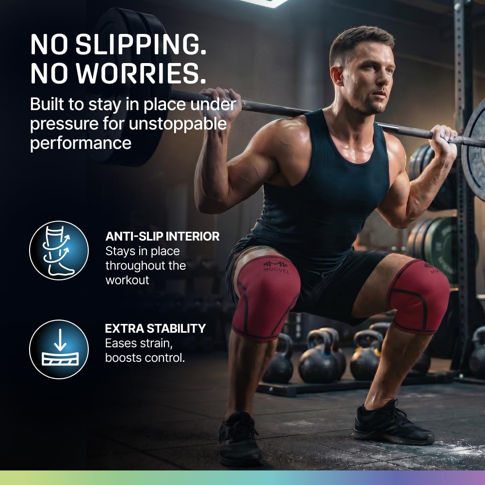 7mm Neoprene Knee Sleeves for Men & Women Weightlifting & Powerlifting – Compression Knee Sleeve Support for Squats, Gym, Training – USPA, IPL Approved – Medium Black (Pair)