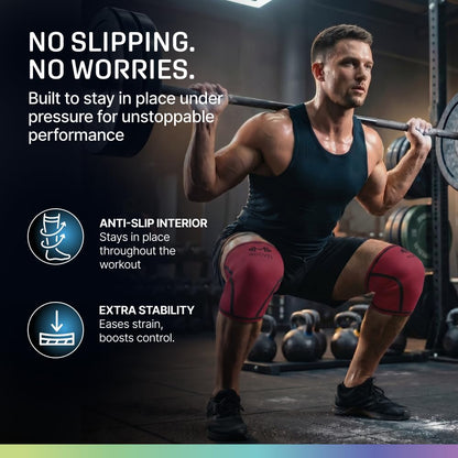 7mm Neoprene Knee Sleeves for Men & Women Weightlifting & Powerlifting – Compression Knee Sleeve Support for Squats, Gym, Training – USPA, IPL Approved – Medium Black (Pair)