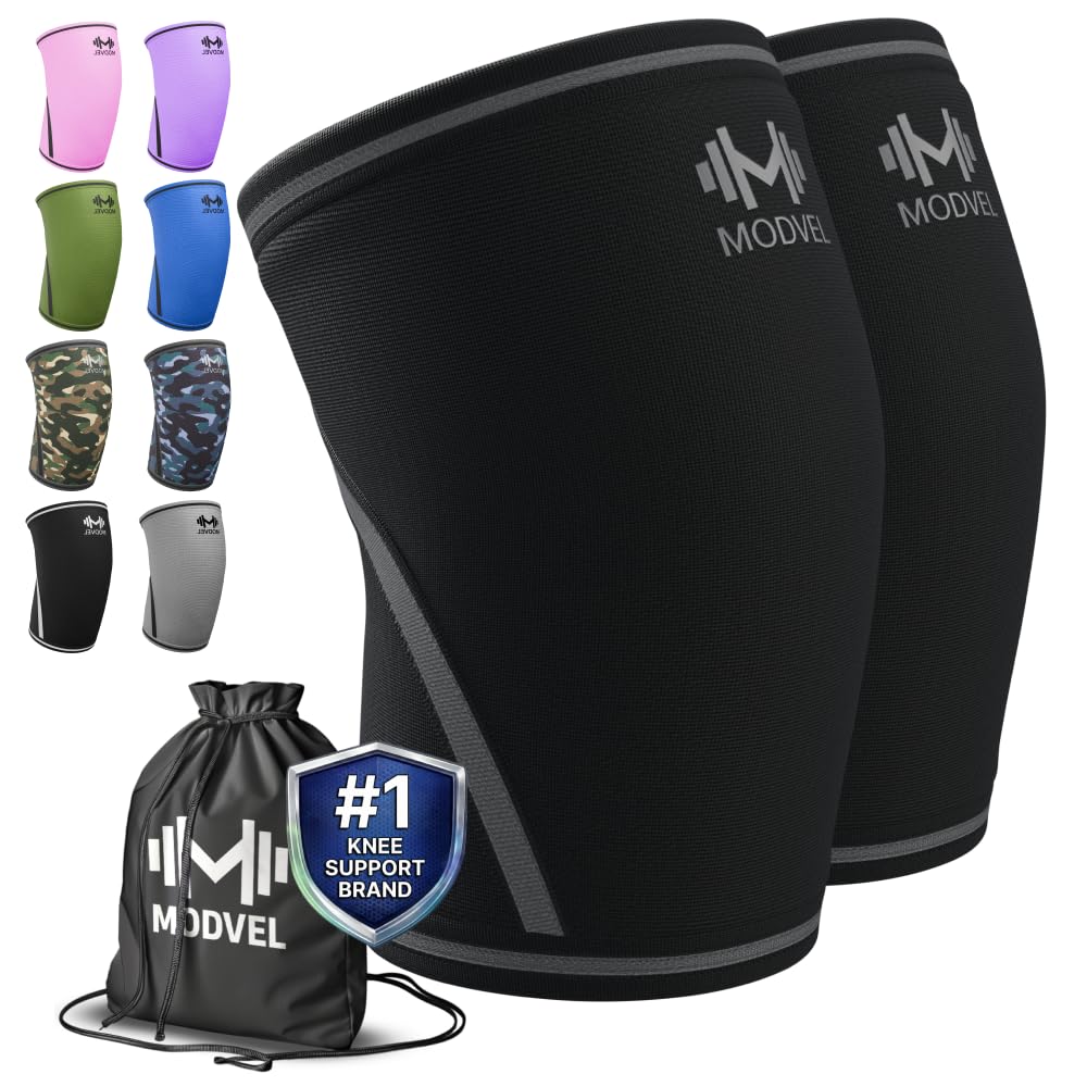 7mm Neoprene Knee Sleeves for Men & Women Weightlifting & Powerlifting – Compression Knee Sleeve Support for Squats, Gym, Training – USPA, IPL Approved – Medium Black (Pair)