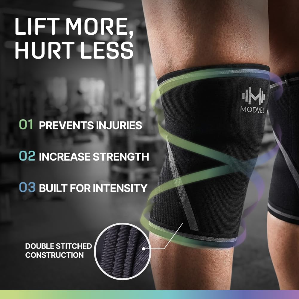 7mm Neoprene Knee Sleeves for Men & Women Weightlifting & Powerlifting – Compression Knee Sleeve Support for Squats, Gym, Training – USPA, IPL Approved – Medium Black (Pair)