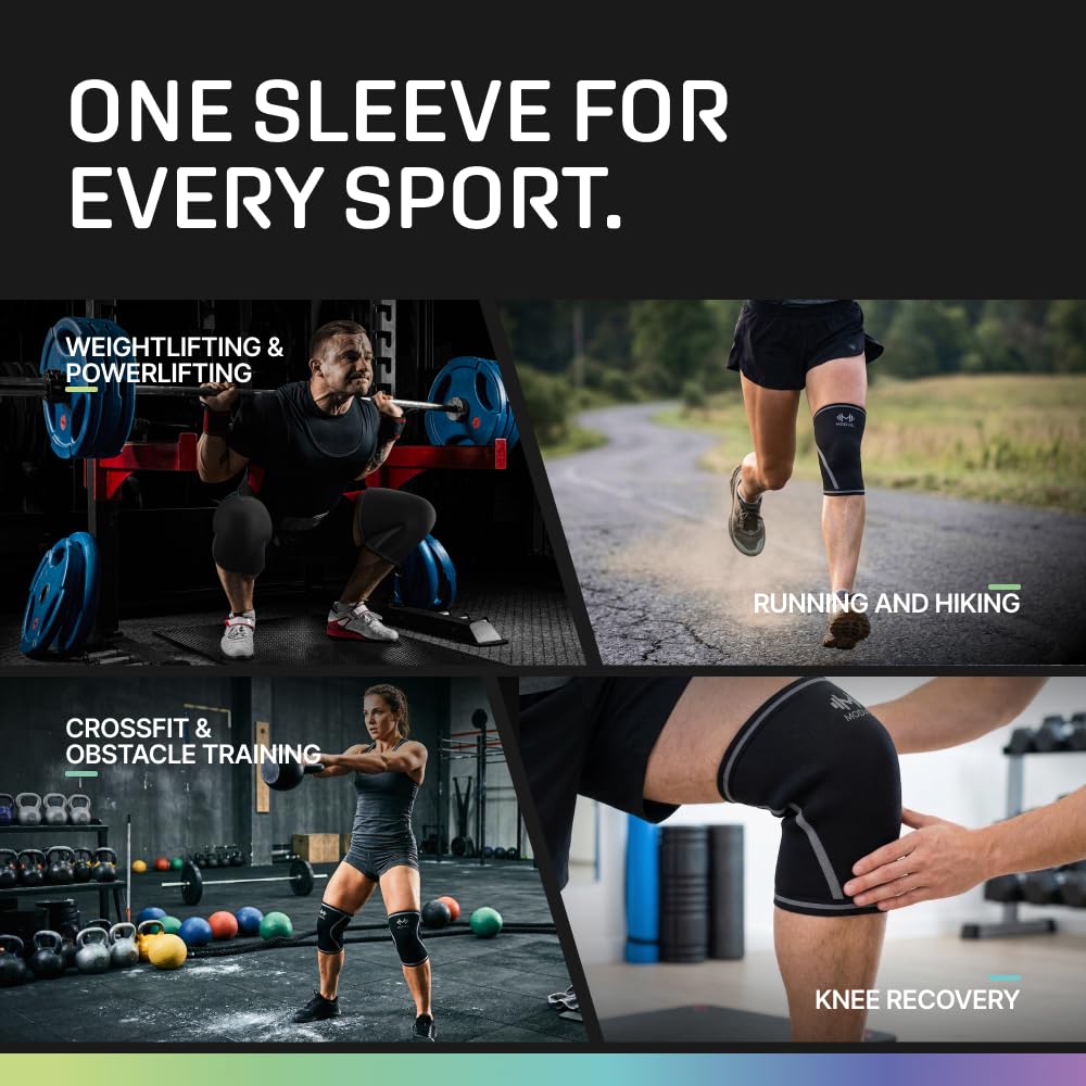 7mm Neoprene Knee Sleeves for Men & Women Weightlifting & Powerlifting – Compression Knee Sleeve Support for Squats, Gym, Training – USPA, IPL Approved – Medium Black (Pair)