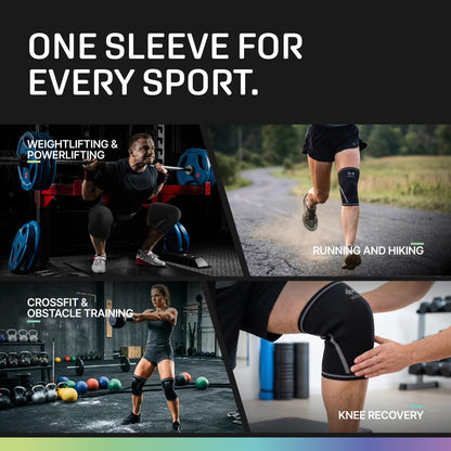 7mm Neoprene Knee Sleeves for Men & Women Weightlifting & Powerlifting – Compression Knee Sleeve Support for Squats, Gym, Training – USPA, IPL Approved – Medium Black (Pair)