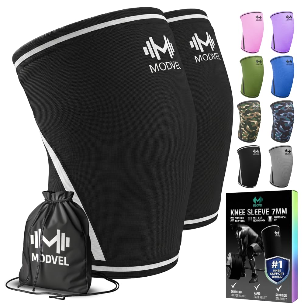 7mm Neoprene Knee Sleeves for Men & Women Weightlifting & Powerlifting – Compression Knee Sleeve Support for Squats, Gym, Training – USPA, IPL Approved – Medium Black (Pair)