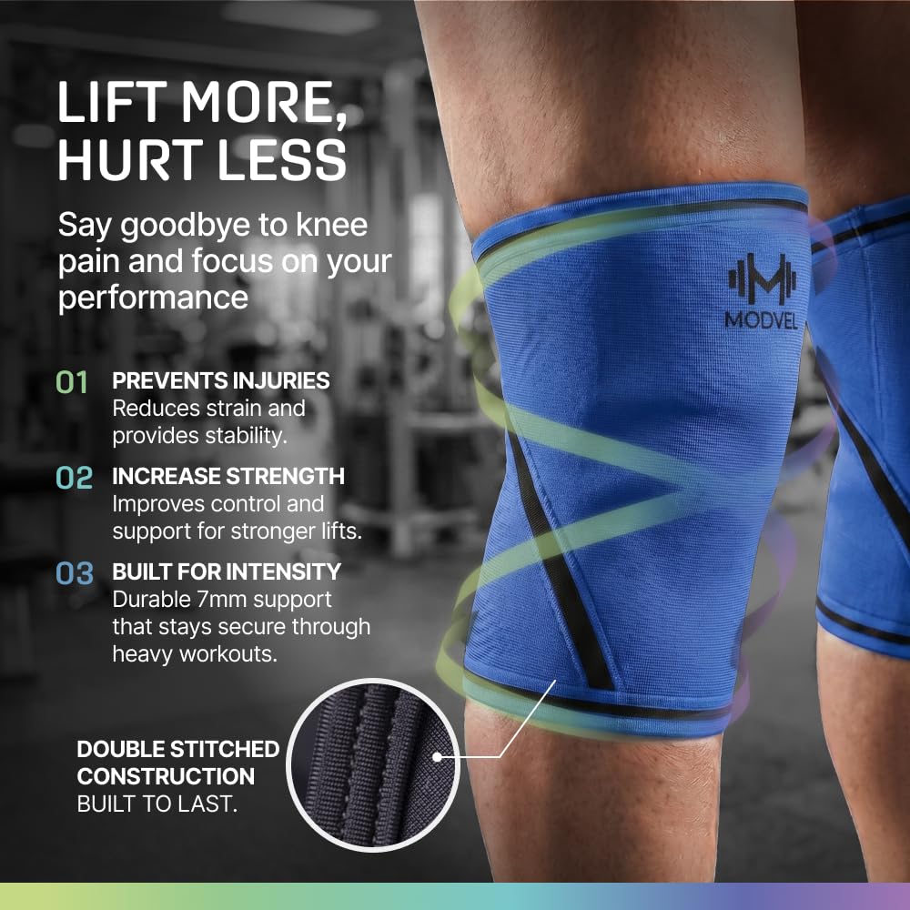 7mm Neoprene Knee Sleeves for Men & Women Weightlifting & Powerlifting – Compression Knee Sleeve Support for Squats, Gym, Training – USPA, IPL Approved – Medium Black (Pair)