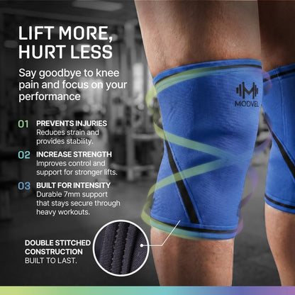 7mm Neoprene Knee Sleeves for Men & Women Weightlifting & Powerlifting – Compression Knee Sleeve Support for Squats, Gym, Training – USPA, IPL Approved – Medium Black (Pair)