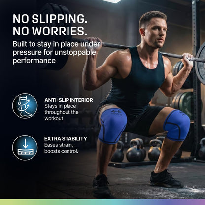 7mm Neoprene Knee Sleeves for Men & Women Weightlifting & Powerlifting – Compression Knee Sleeve Support for Squats, Gym, Training – USPA, IPL Approved – Medium Black (Pair)
