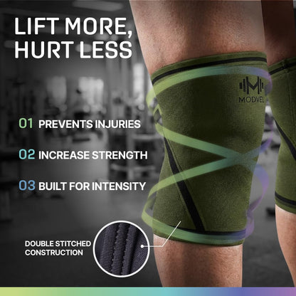 7mm Neoprene Knee Sleeves for Men & Women Weightlifting & Powerlifting – Compression Knee Sleeve Support for Squats, Gym, Training – USPA, IPL Approved – Medium Black (Pair)