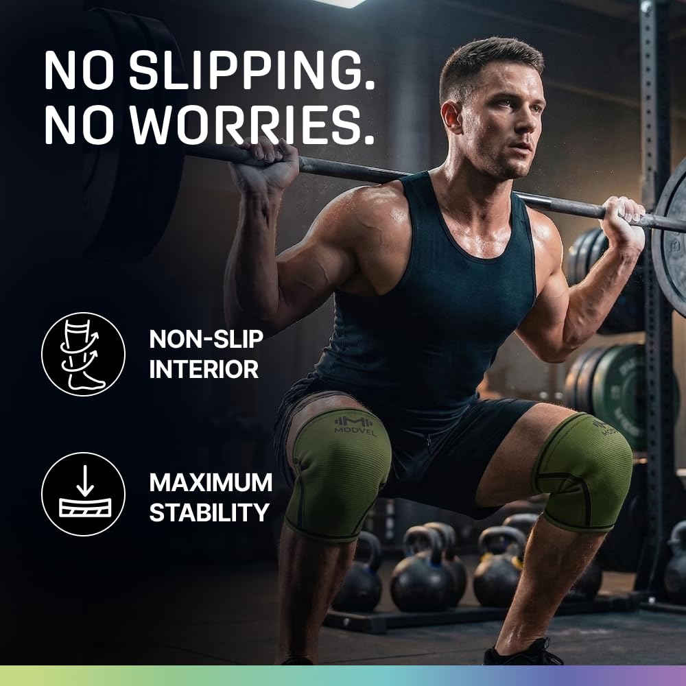 7mm Neoprene Knee Sleeves for Men & Women Weightlifting & Powerlifting – Compression Knee Sleeve Support for Squats, Gym, Training – USPA, IPL Approved – Medium Black (Pair)