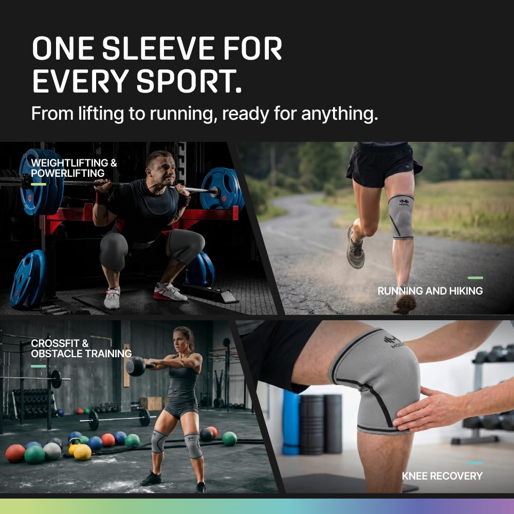 7mm Neoprene Knee Sleeves for Men & Women Weightlifting & Powerlifting – Compression Knee Sleeve Support for Squats, Gym, Training – USPA, IPL Approved – Medium Black (Pair)