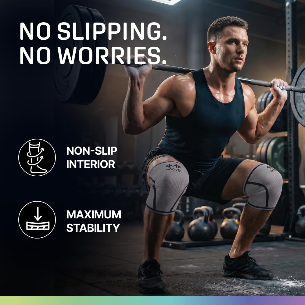 7mm Neoprene Knee Sleeves for Men & Women Weightlifting & Powerlifting – Compression Knee Sleeve Support for Squats, Gym, Training – USPA, IPL Approved – Medium Black (Pair)