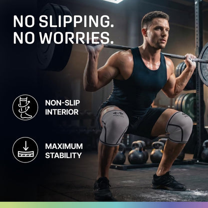 7mm Neoprene Knee Sleeves for Men & Women Weightlifting & Powerlifting – Compression Knee Sleeve Support for Squats, Gym, Training – USPA, IPL Approved – Medium Black (Pair)