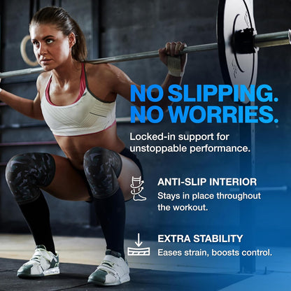 7mm Neoprene Knee Sleeves for Men & Women Weightlifting & Powerlifting – Compression Knee Sleeve Support for Squats, Gym, Training – USPA, IPL Approved – Medium Black (Pair)