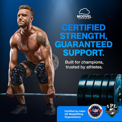 7mm Neoprene Knee Sleeves for Men & Women Weightlifting & Powerlifting – Compression Knee Sleeve Support for Squats, Gym, Training – USPA, IPL Approved – Medium Black (Pair)