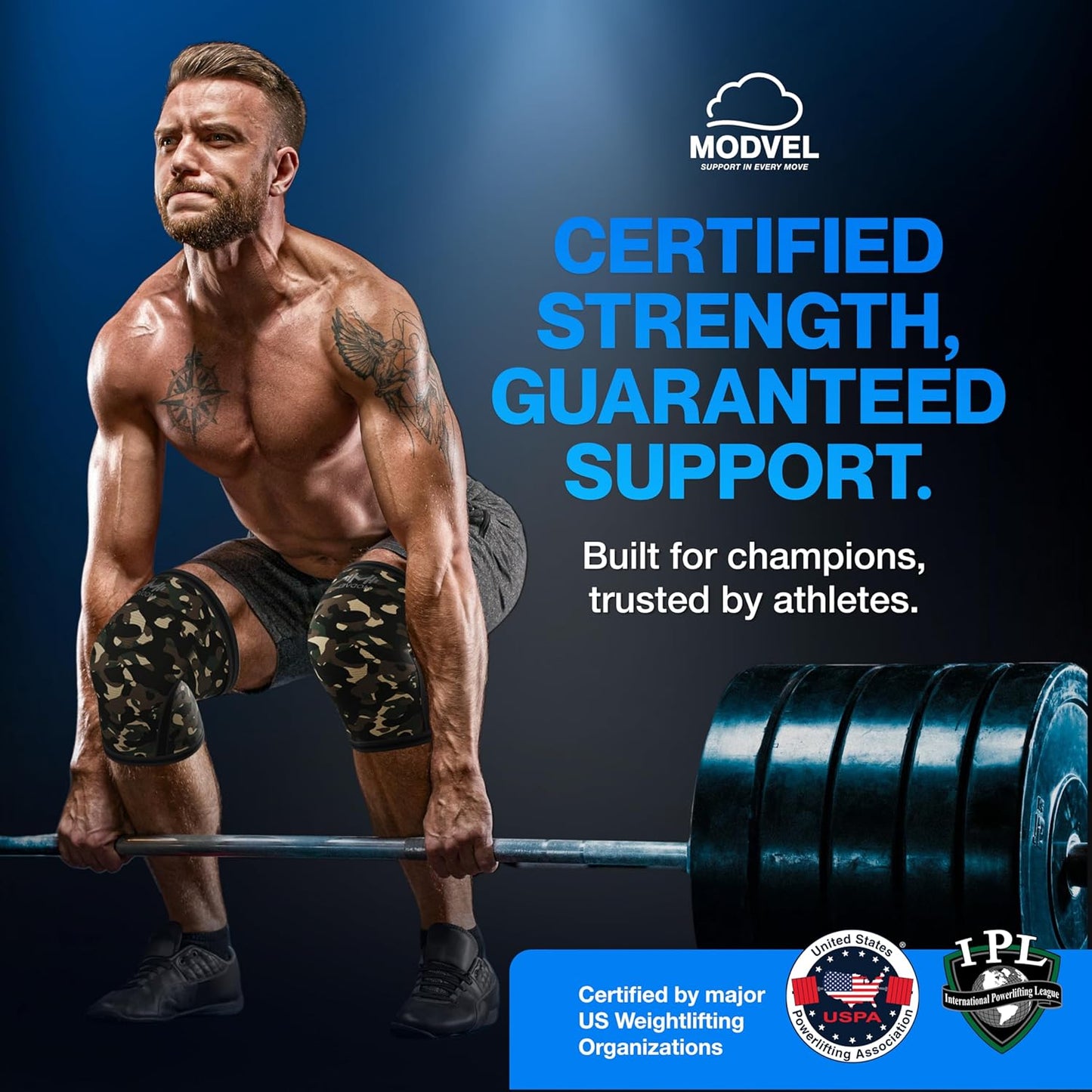 7mm Neoprene Knee Sleeves for Men & Women Weightlifting & Powerlifting – Compression Knee Sleeve Support for Squats, Gym, Training – USPA, IPL Approved – Medium Black (Pair)