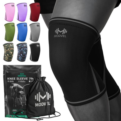 7mm Neoprene Knee Sleeves for Men & Women Weightlifting & Powerlifting – Compression Knee Sleeve Support for Squats, Gym, Training – USPA, IPL Approved – Medium Black (Pair)