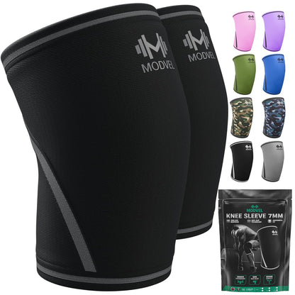 7mm Neoprene Knee Sleeves for Men & Women Weightlifting & Powerlifting – Compression Knee Sleeve Support for Squats, Gym, Training – USPA, IPL Approved – Medium Black (Pair)