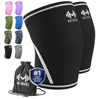 7mm Neoprene Knee Sleeves for Men & Women Weightlifting & Powerlifting – Compression Knee Sleeve Support for Squats, Gym, Training – USPA, IPL Approved – Medium Black (Pair)